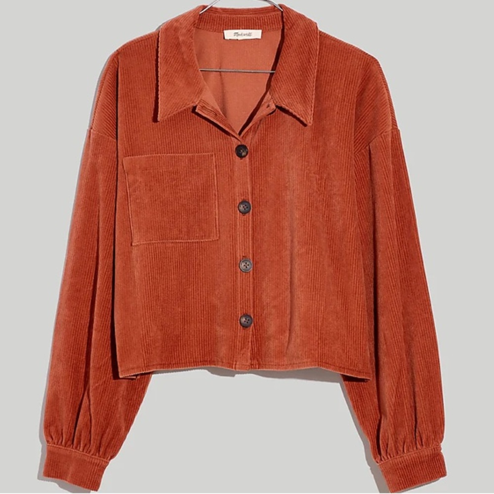 Knit Courduroy Crop Shirt